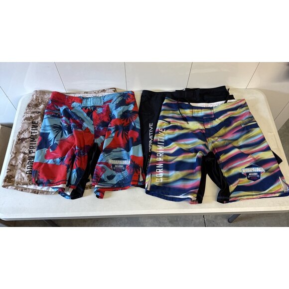 Born Primitive Shorts Men's 32 Lot Of 4 - Fitness Stretch Beach WOD - Picture 1 of 11